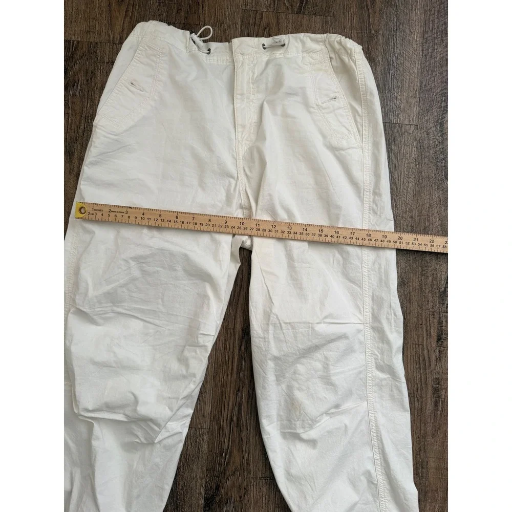American Eagle Parachute Pants Mens Medium White Stretch Drawstring Joggers M